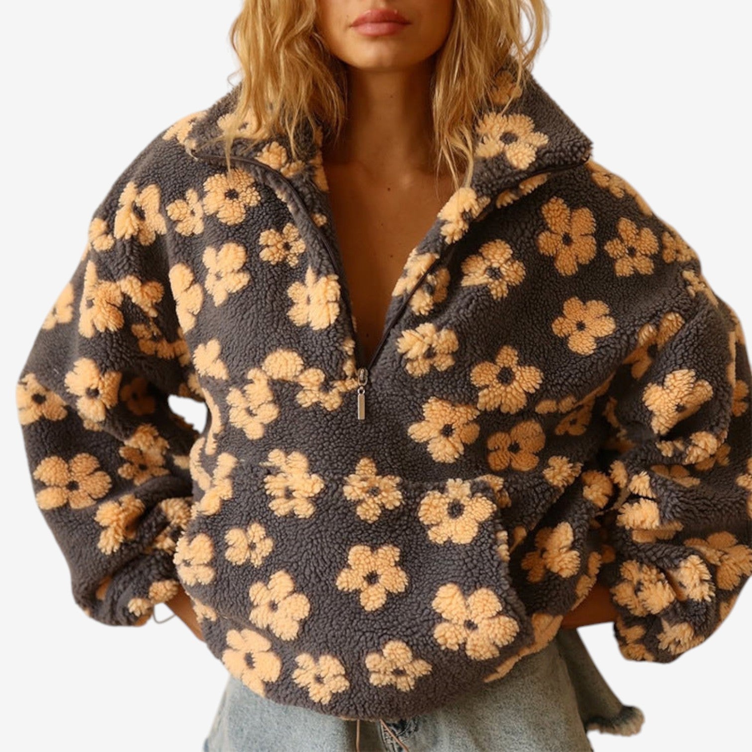 Emmanuelle™ Blomstret fleece genser