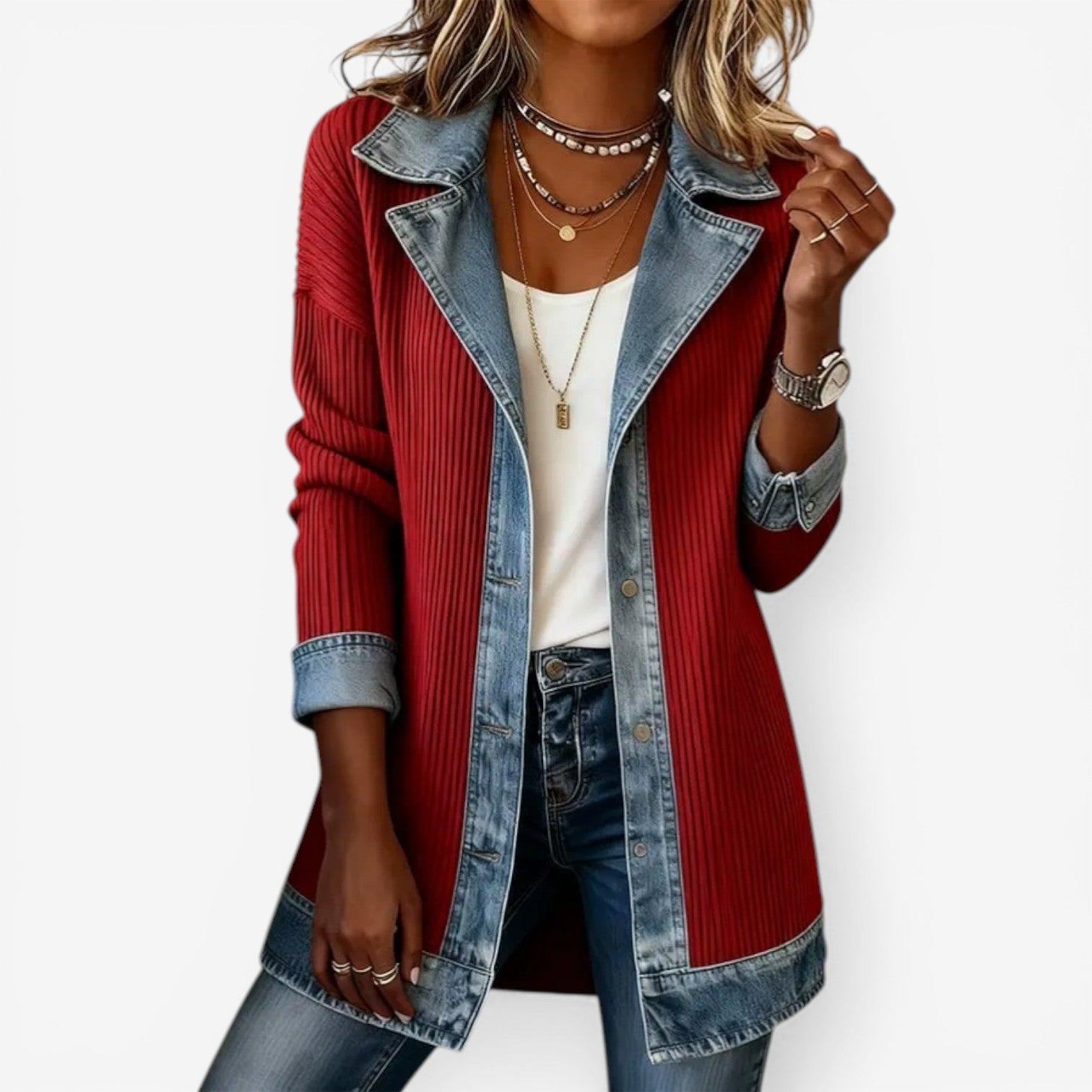Emilia™ Mixed denim jakke