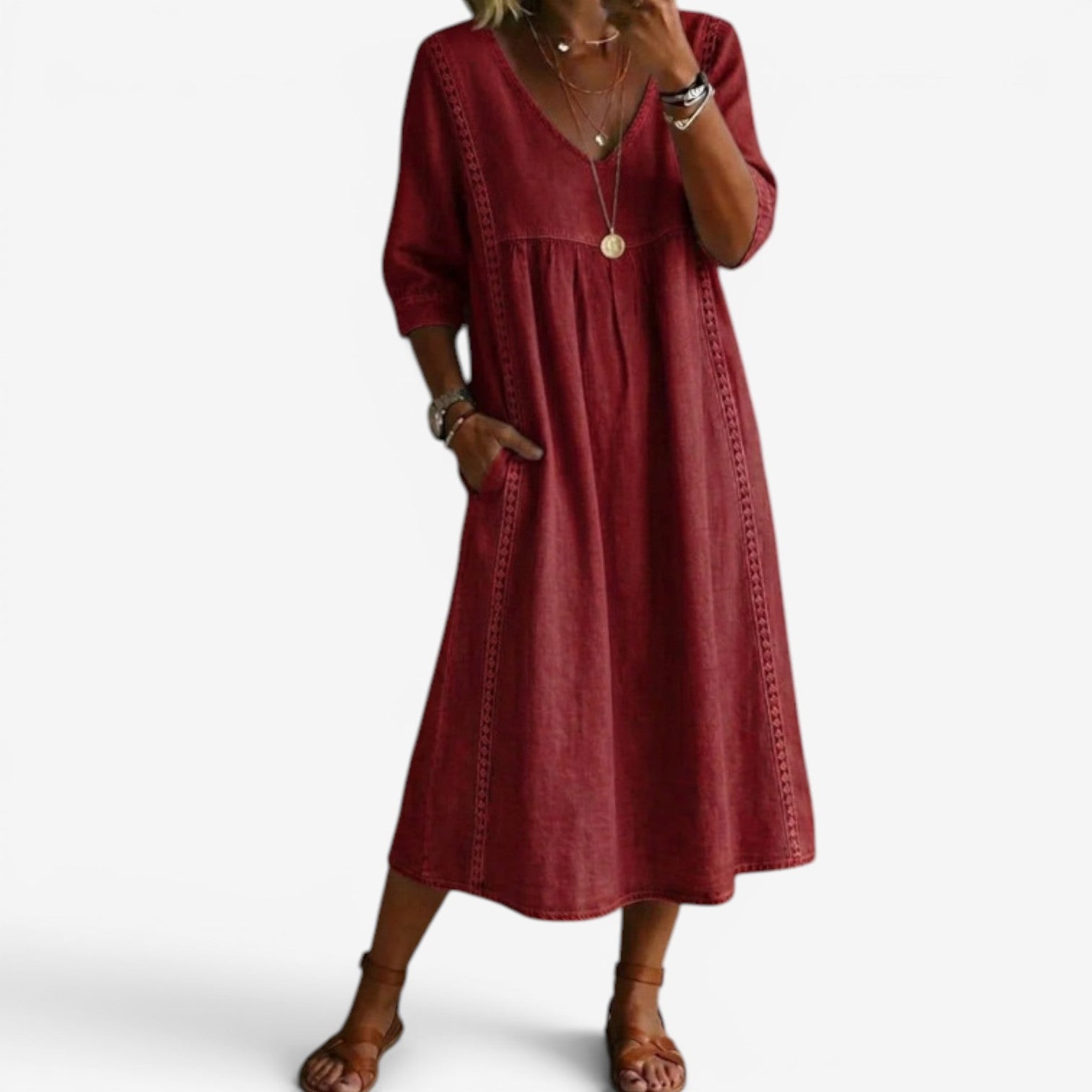 Carolline™ Summer kjole med embroidery