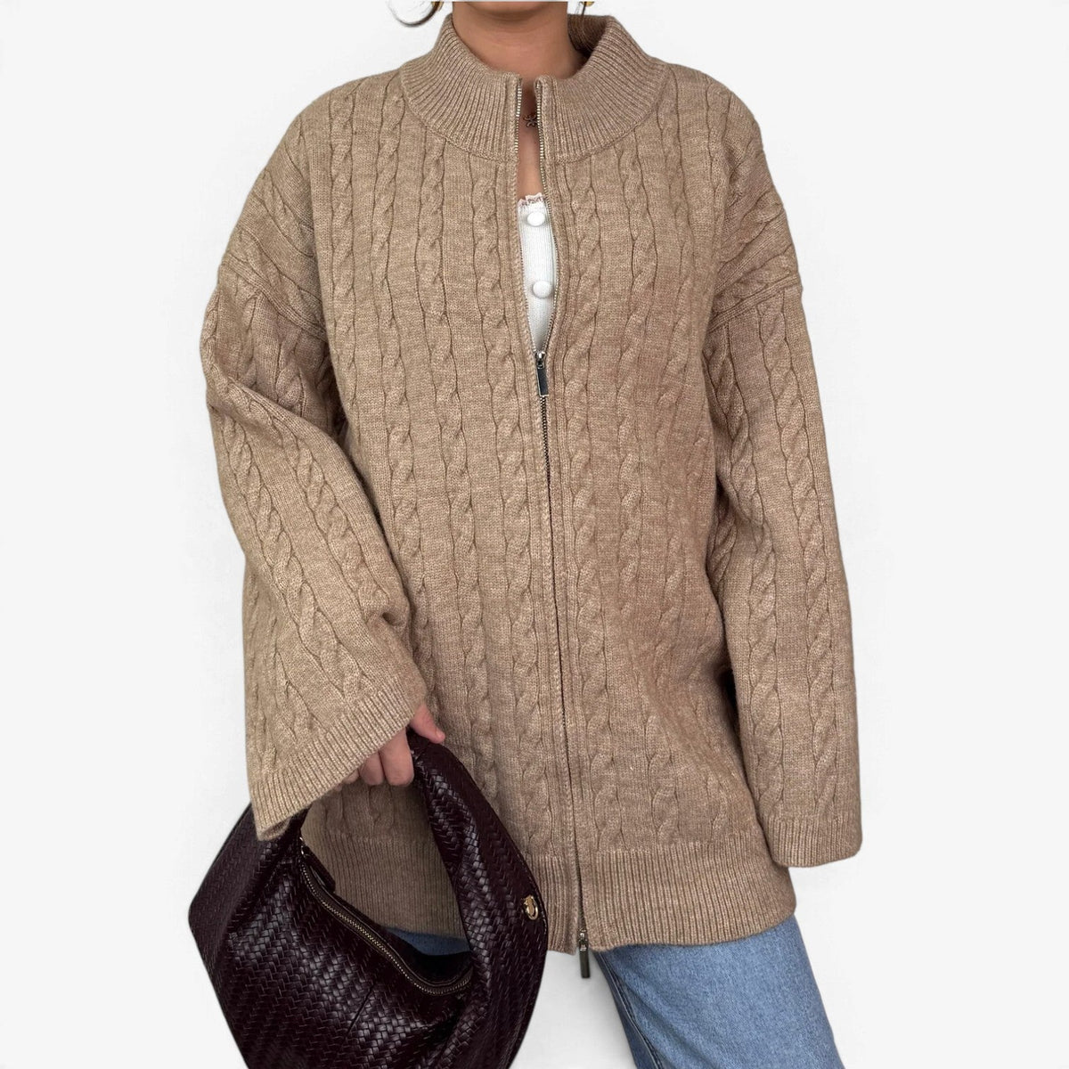 Maelle™ Grovstrikket Zip-Cardigan
