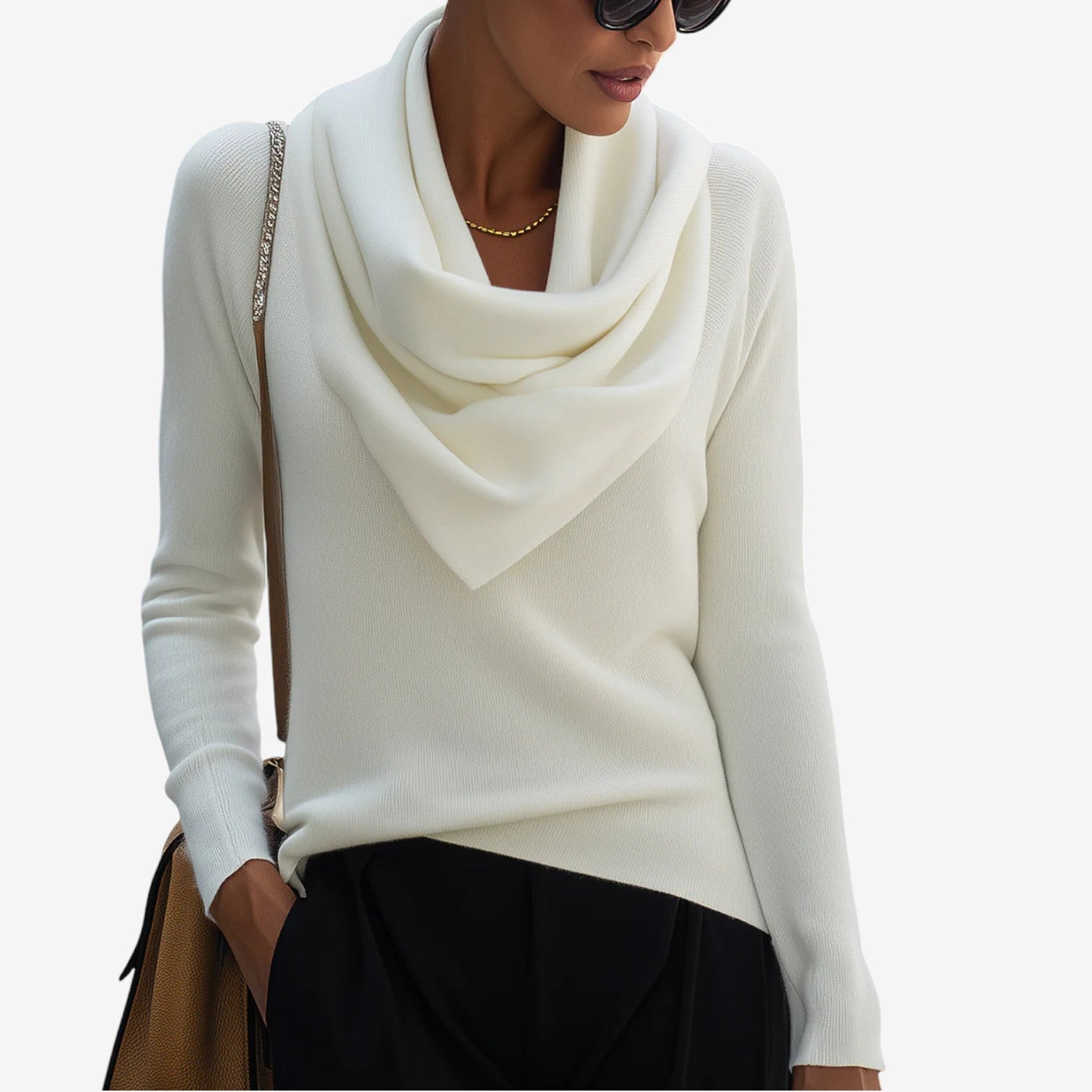 Patricia™ Drapert krage genser