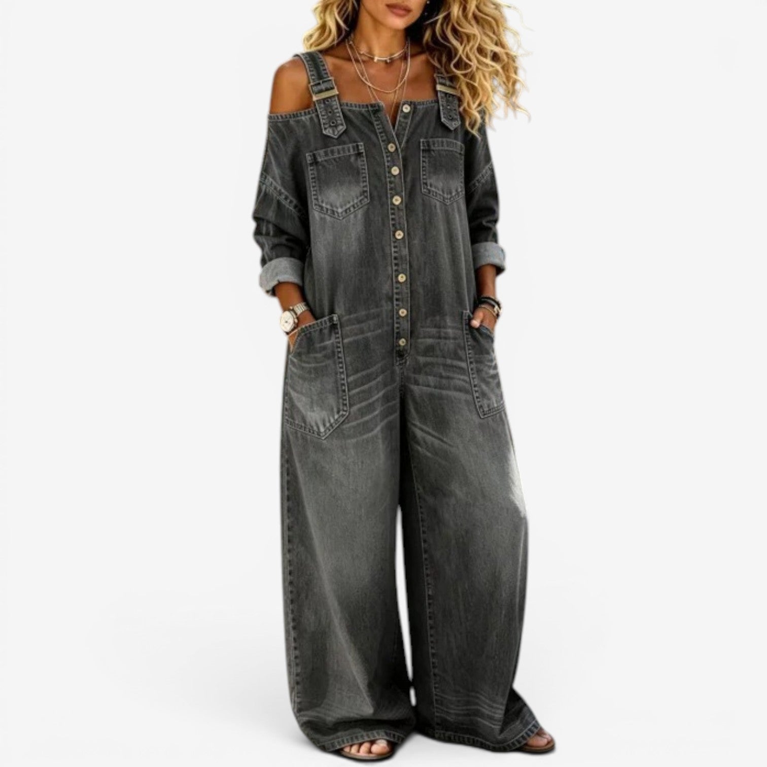 Lianne™ Off-shoulder denimjumpsuit