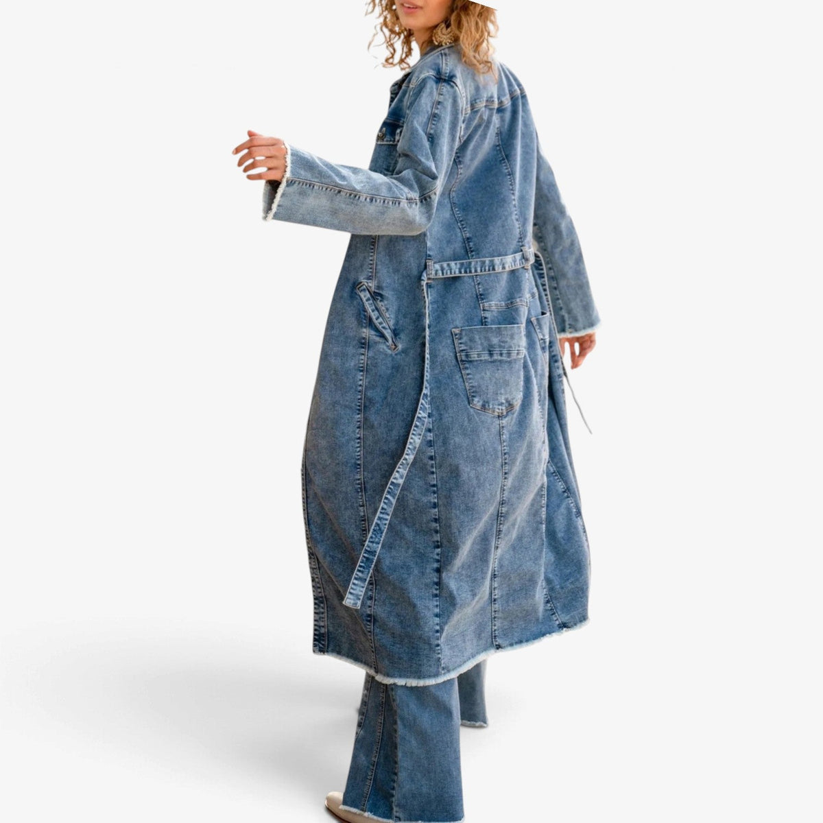 Lea™ Longline denimkjole med belte