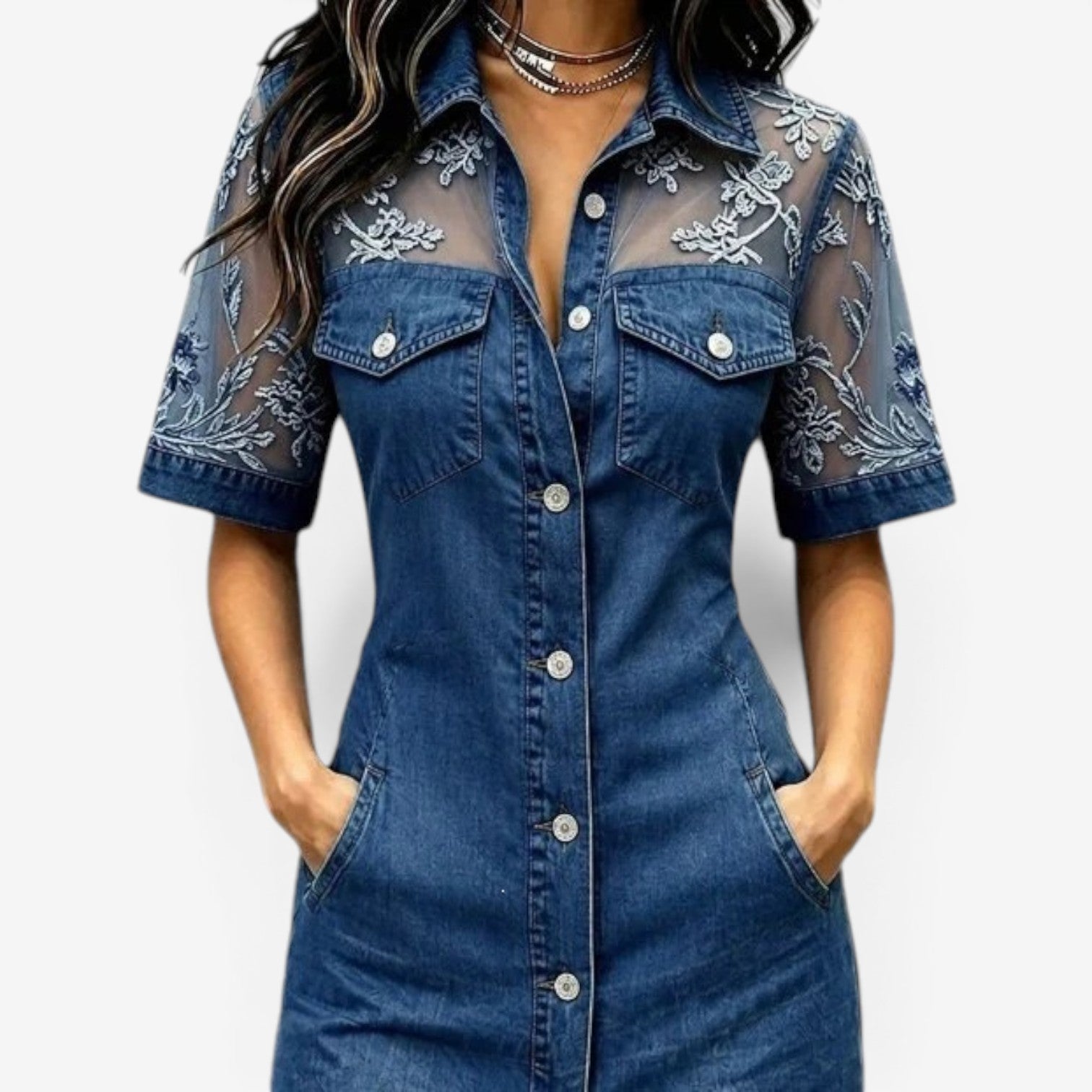 Aviola™ Denim skjortekjole