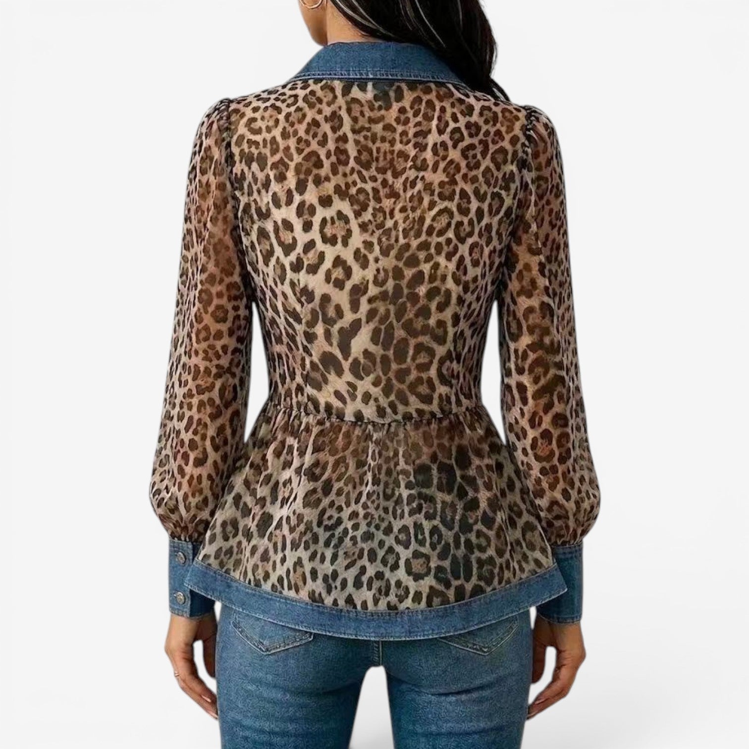 Lorie™ Peplumbluse med leopardmønster