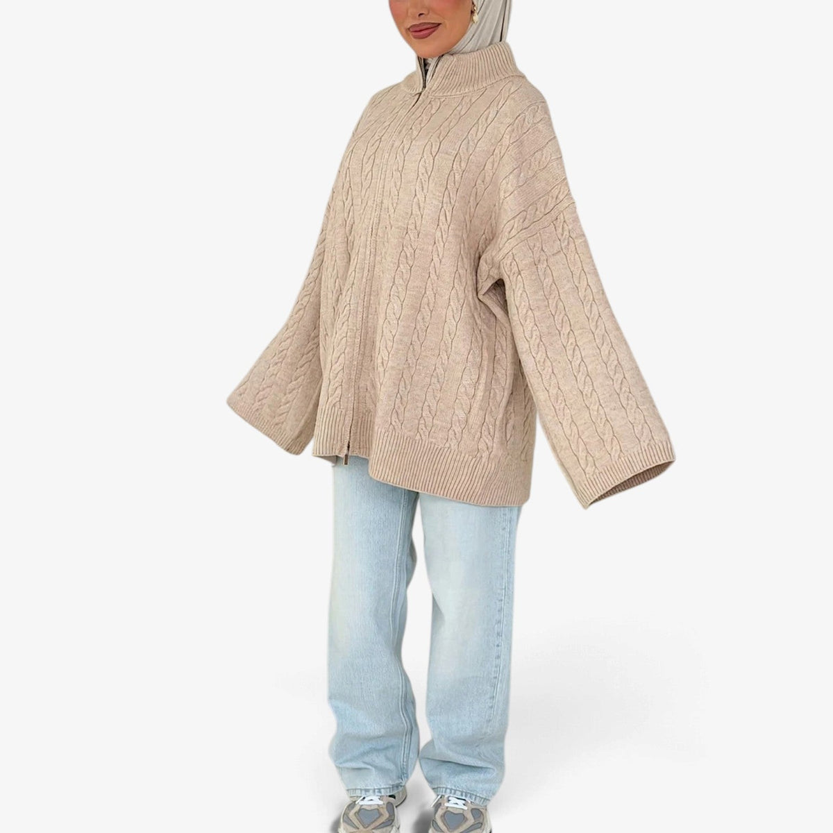 Florine™ Teksturert Halvlynlås Strikkegenser