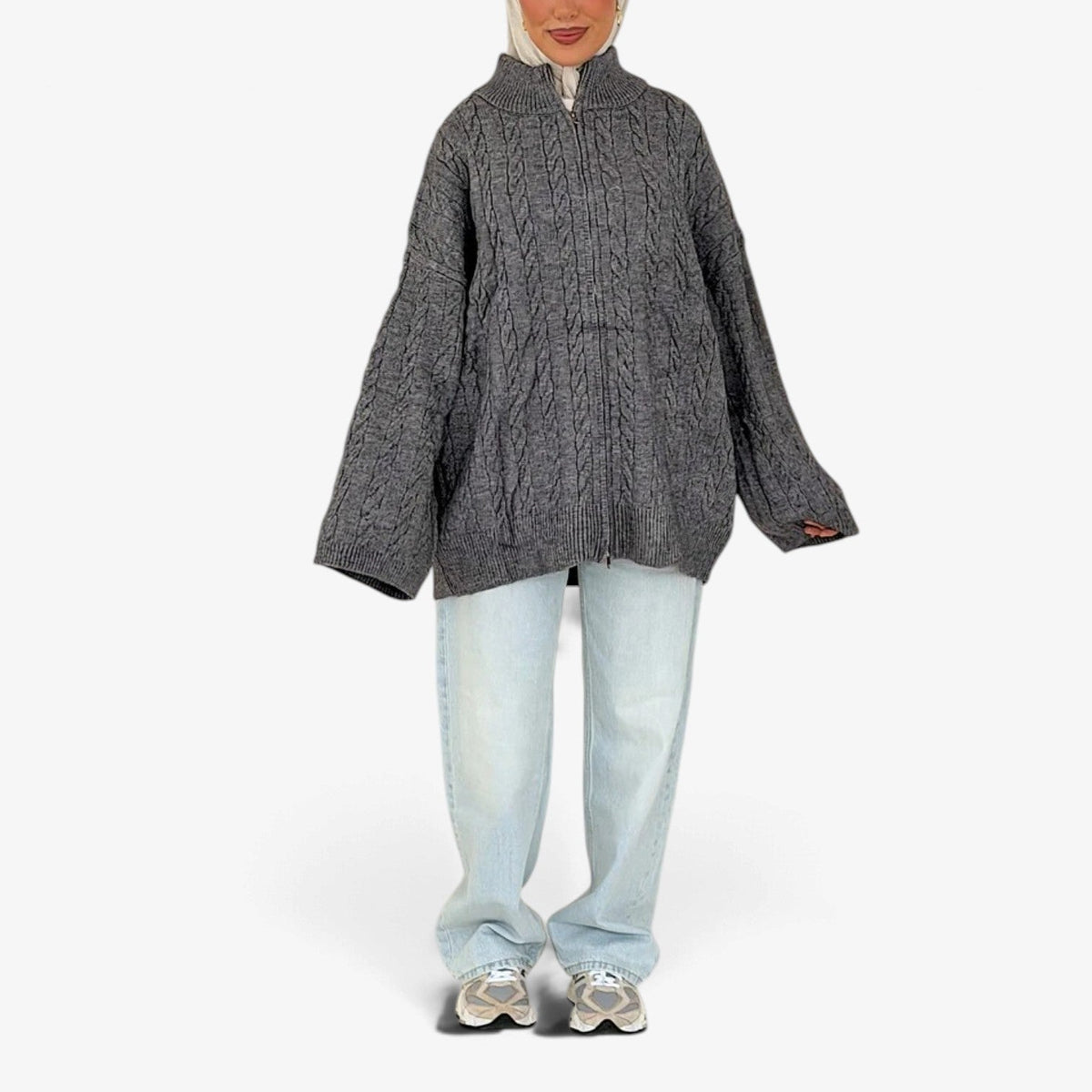 Florine™ Teksturert Halvlynlås Strikkegenser