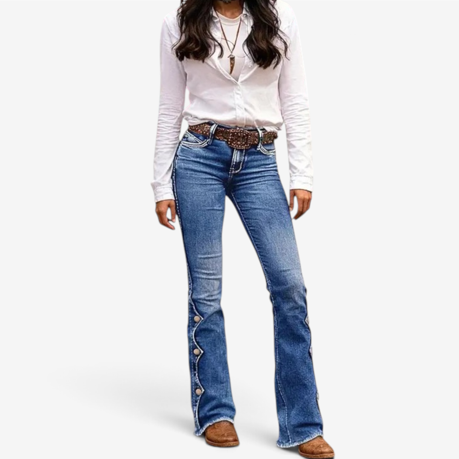 Avah™ Denim jeans med sideknapper