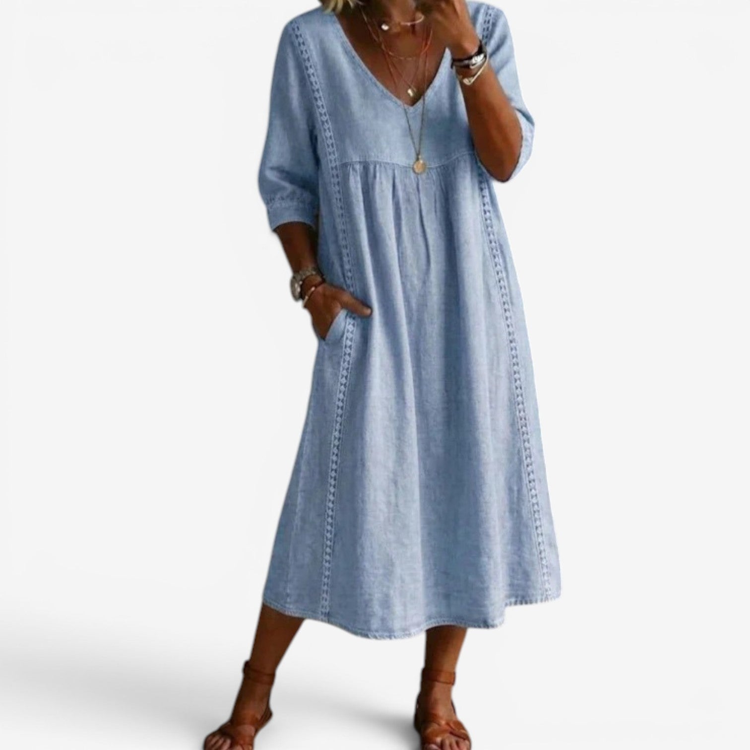 Carolline™ Summer kjole med embroidery
