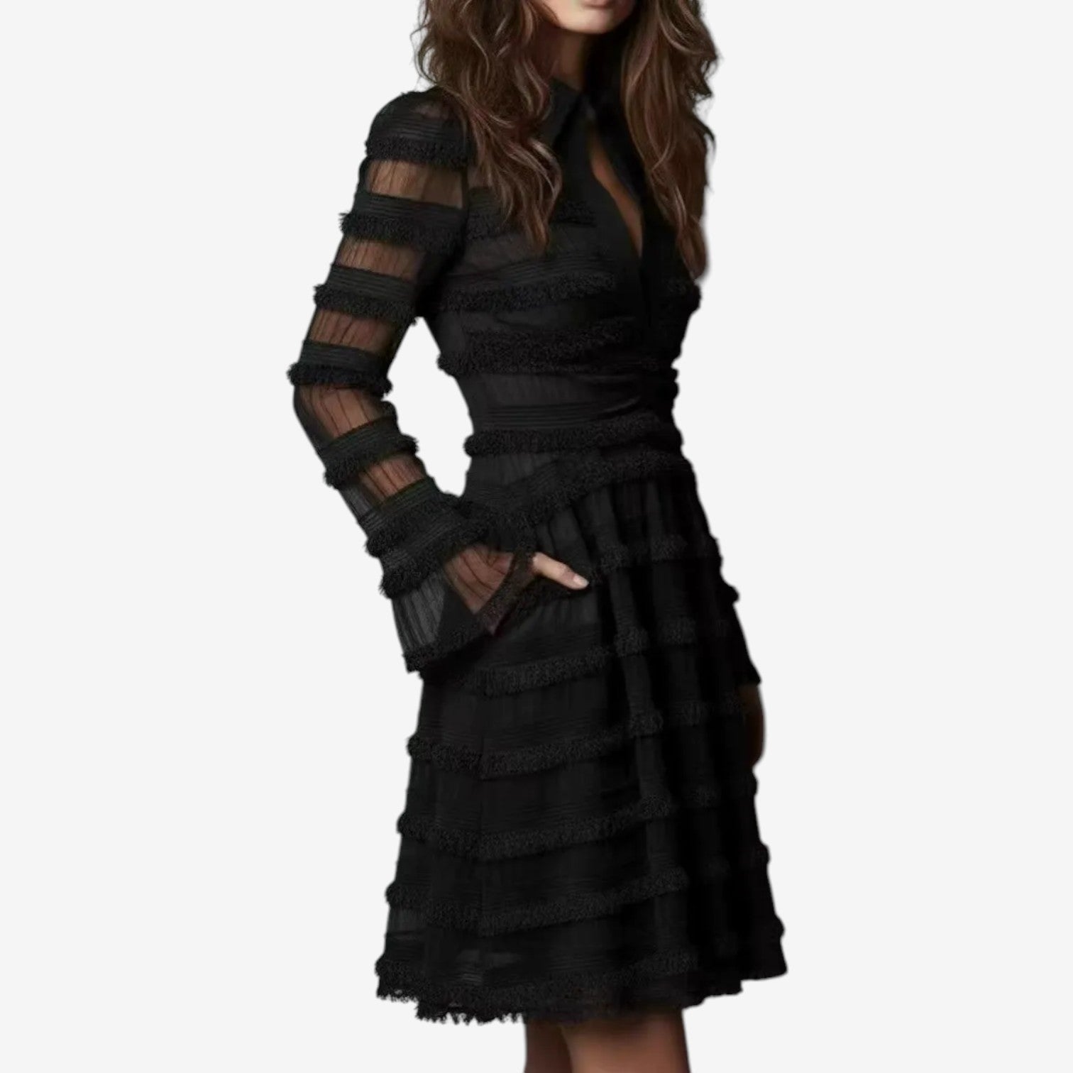 Hazel™ Elegant kjole med volanger