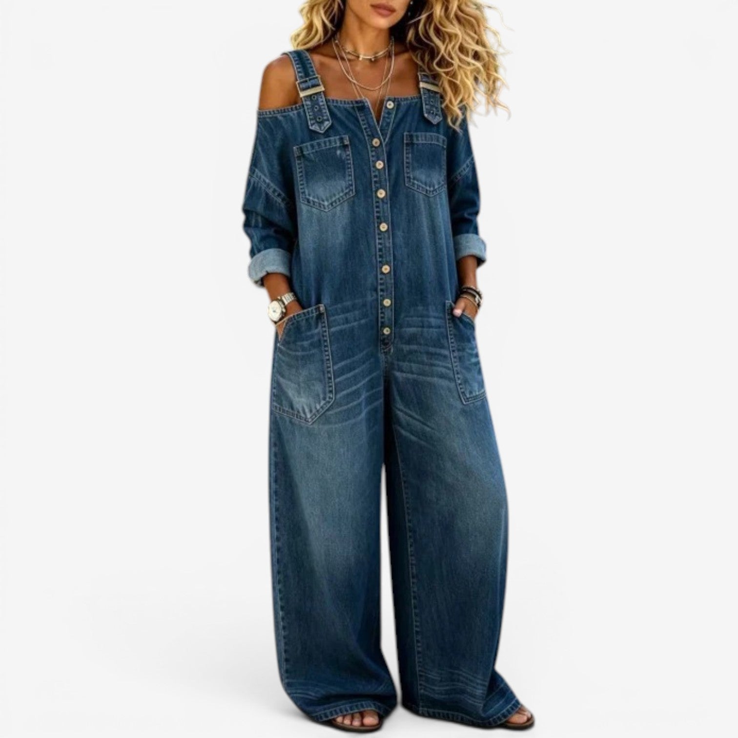 Lianne™ Off-shoulder denimjumpsuit