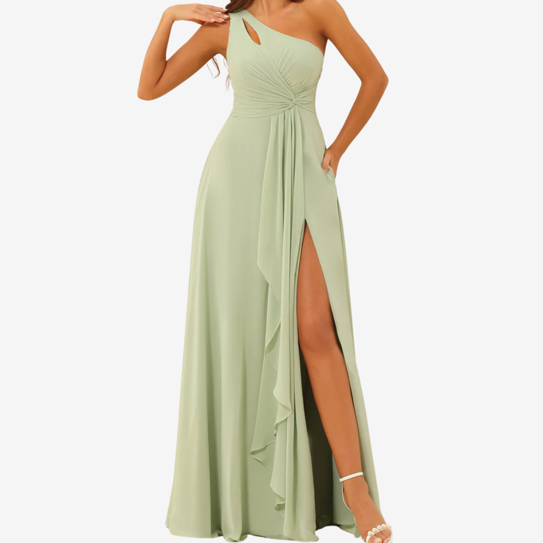 Floralie™ Asymmetrisk maxikjole med splitt