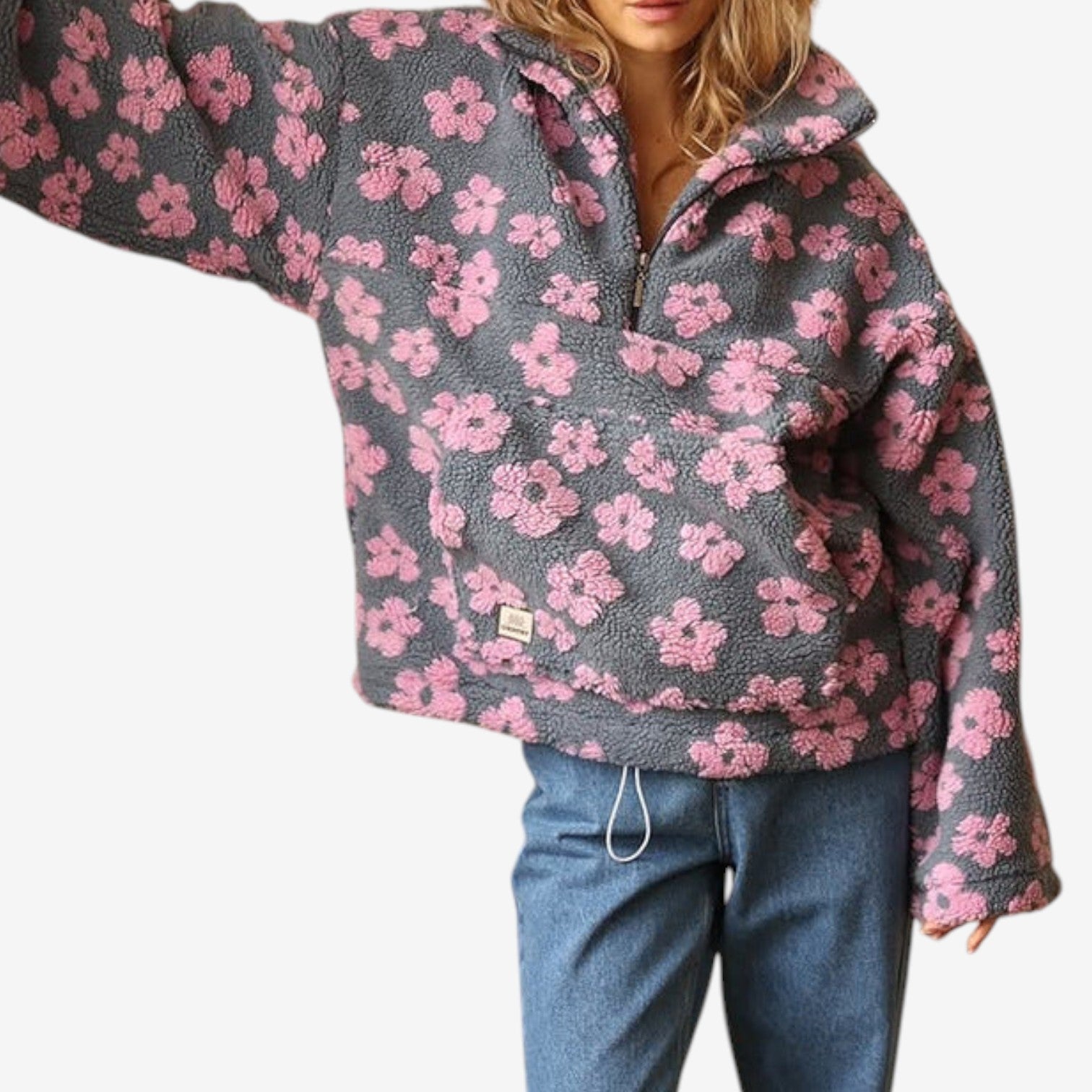 Emmanuelle™ Blomstret fleece genser