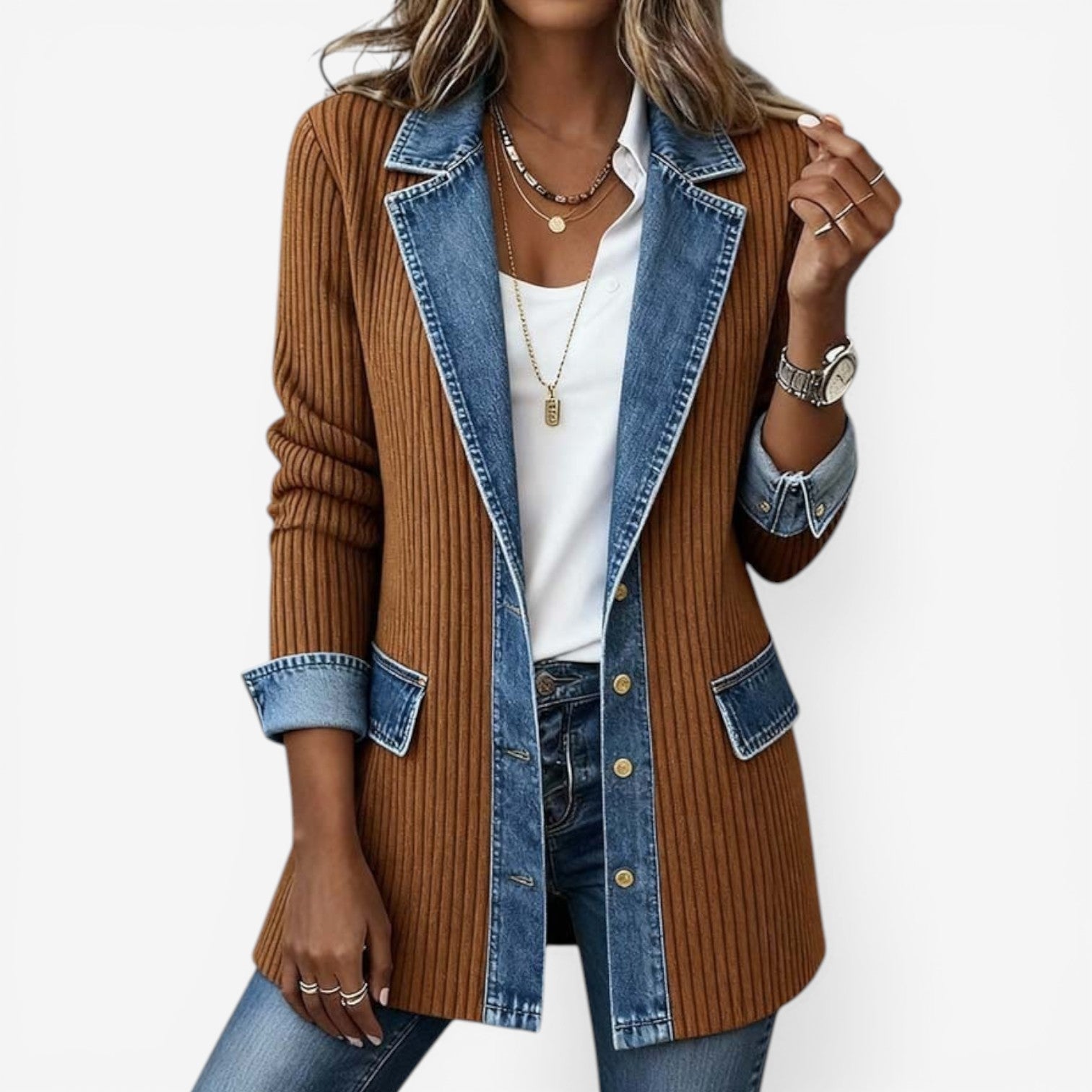 Emilia™ Mixed denim jakke