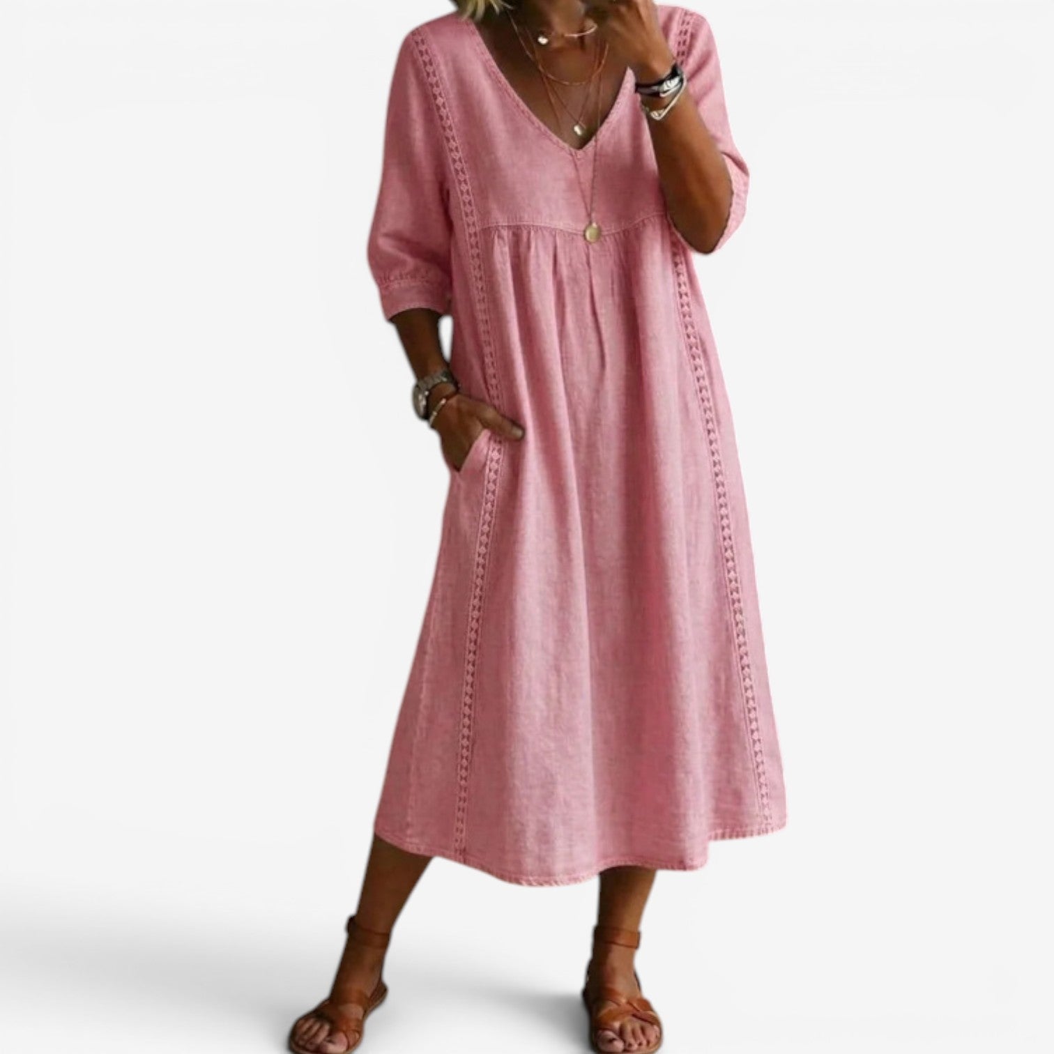 Carolline™ Summer kjole med embroidery