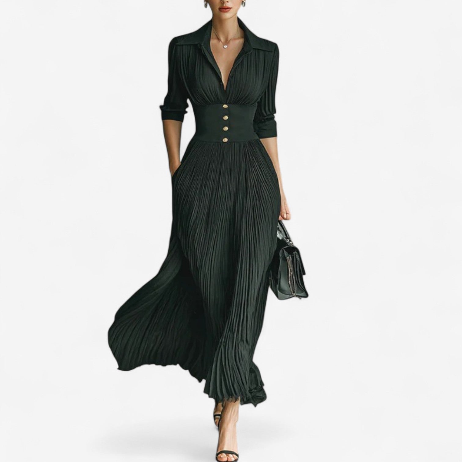 Carine™ Plissert maxikjole
