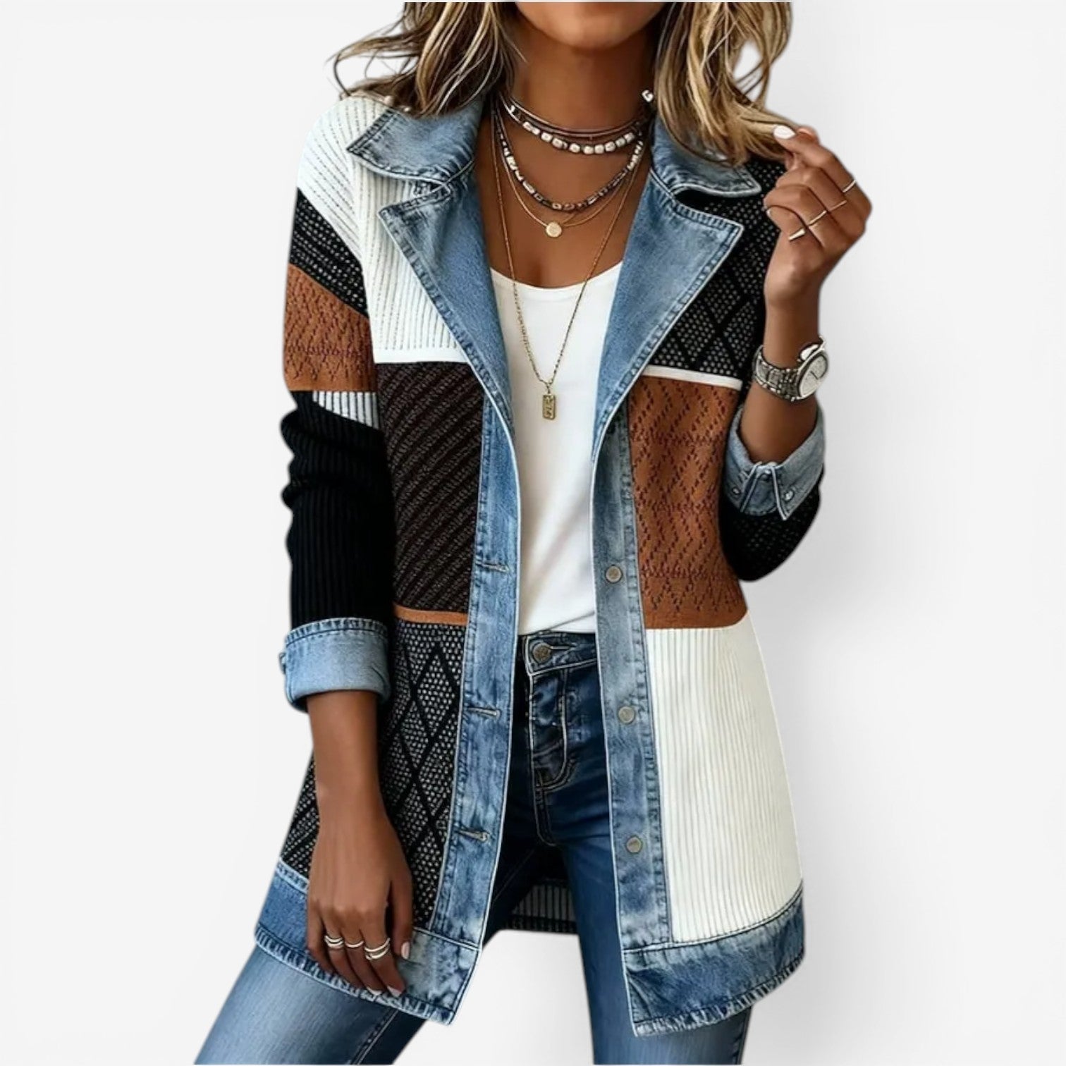 Emilia™ Mixed denim jakke