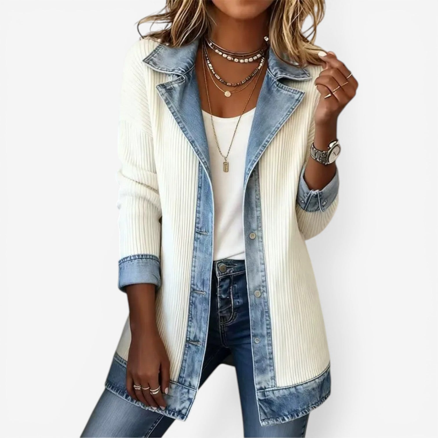 Emilia™ Mixed denim jakke
