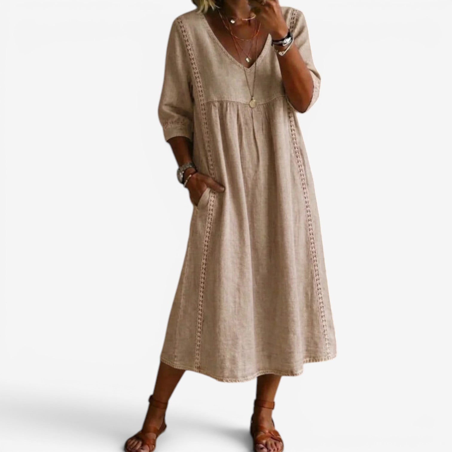Carolline™ Summer kjole med embroidery