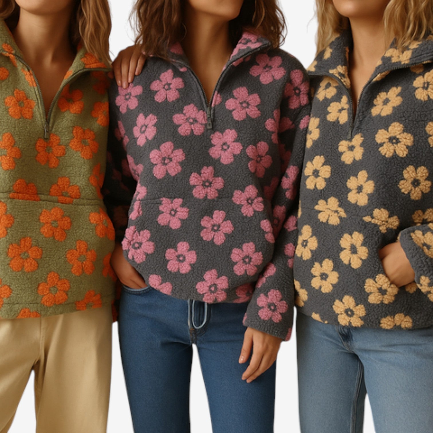 Emmanuelle™ Blomstret fleece genser