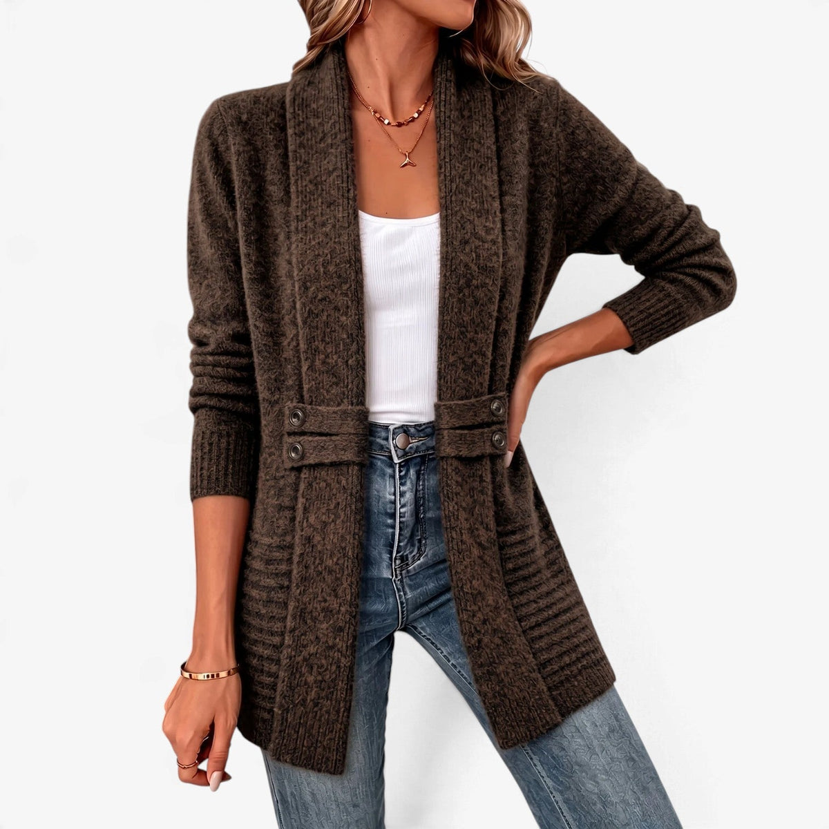 Briar™ Cardigan med beltespenne og åpen front