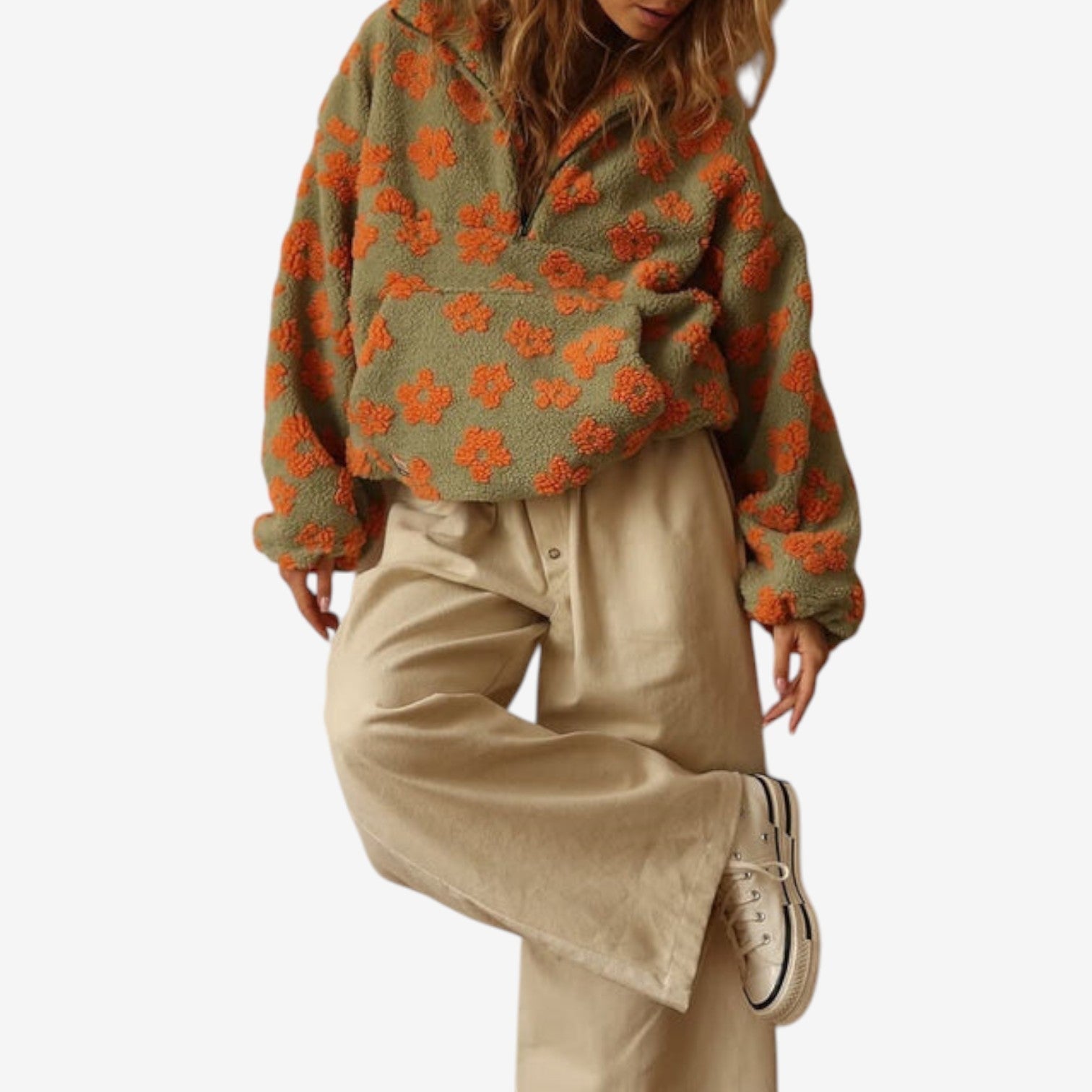 Emmanuelle™ Blomstret fleece genser