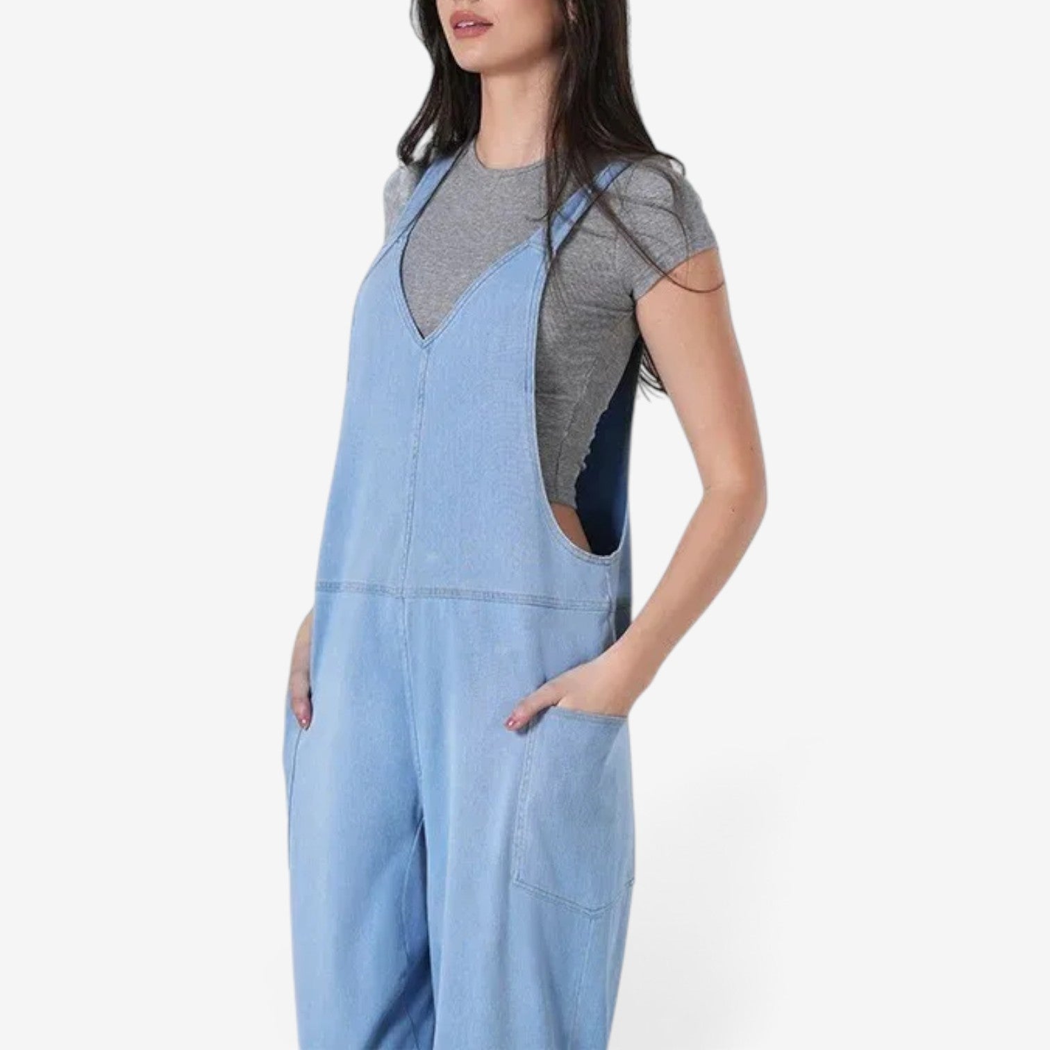 Zelah™ Denimbukse med vide ben og seler