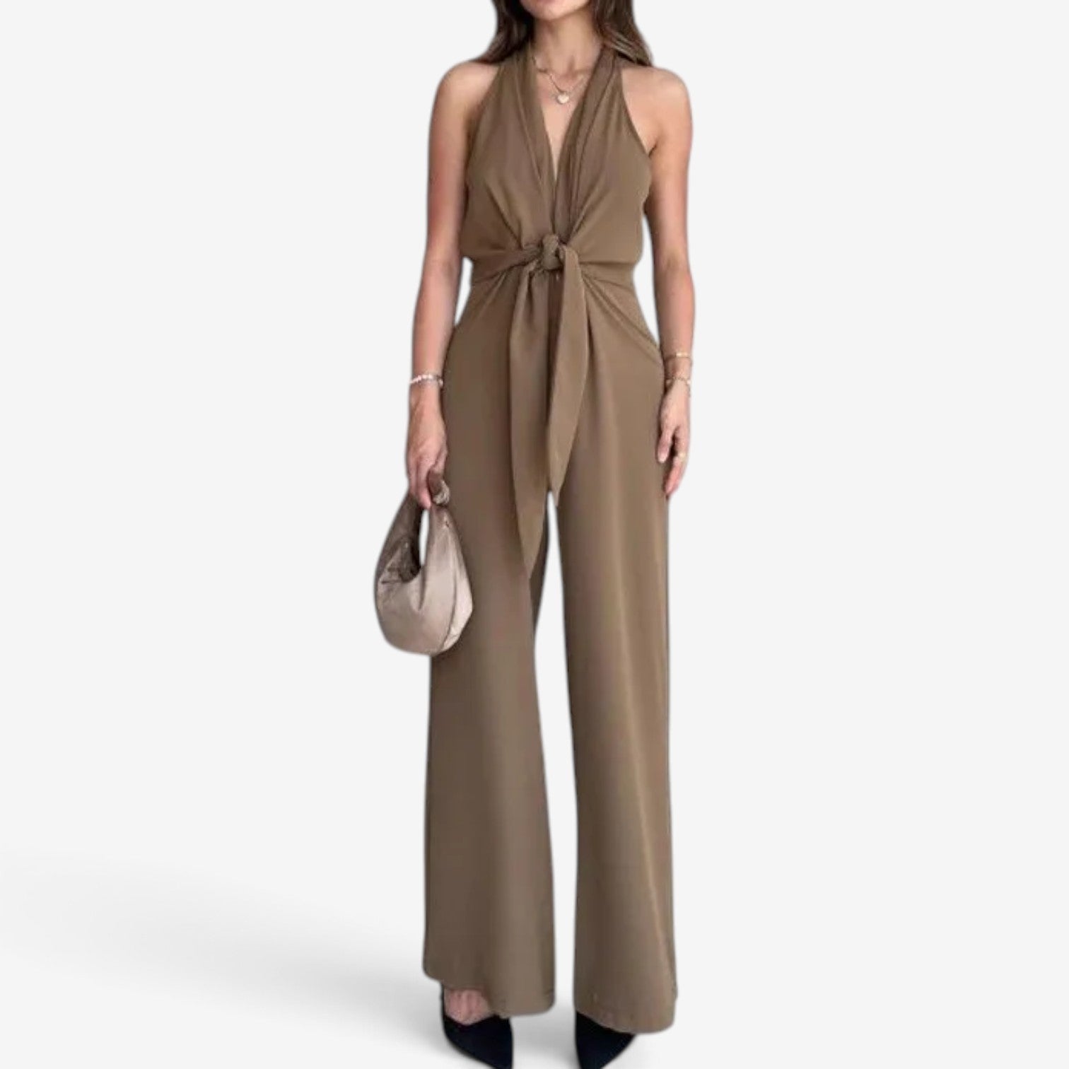 Krystal™ Halter-jumpsuit med vide ben