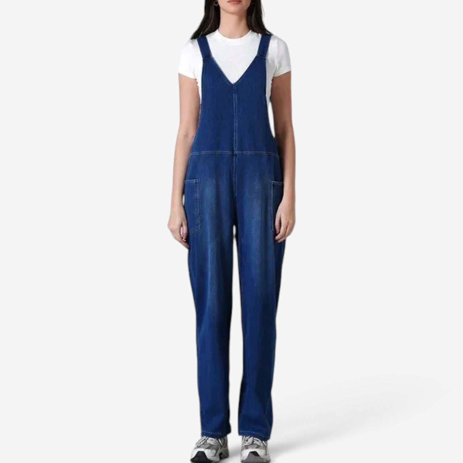 Zelah™ Denimbukse med vide ben og seler