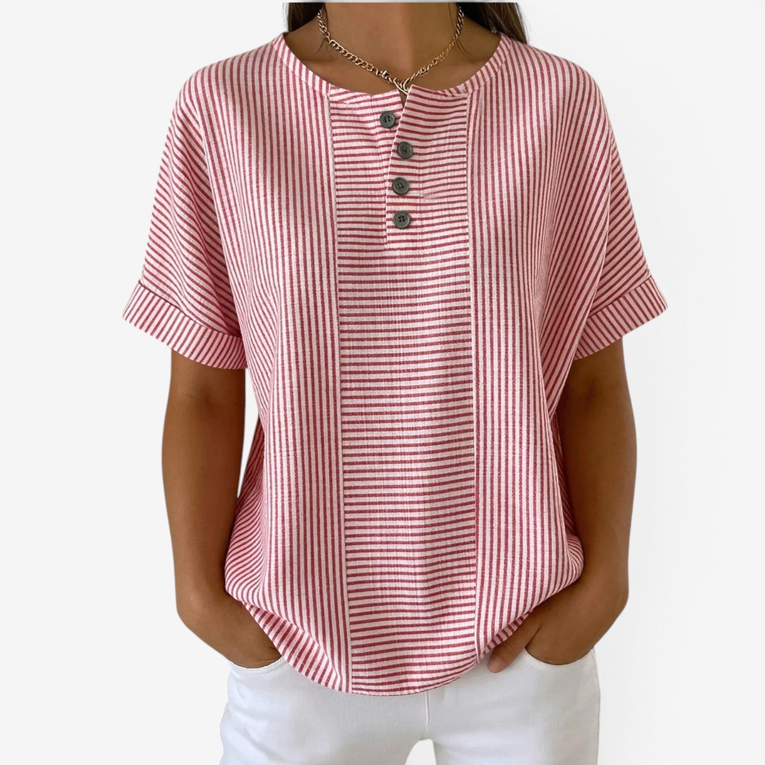 Danica™ Avslappet stripete bluse