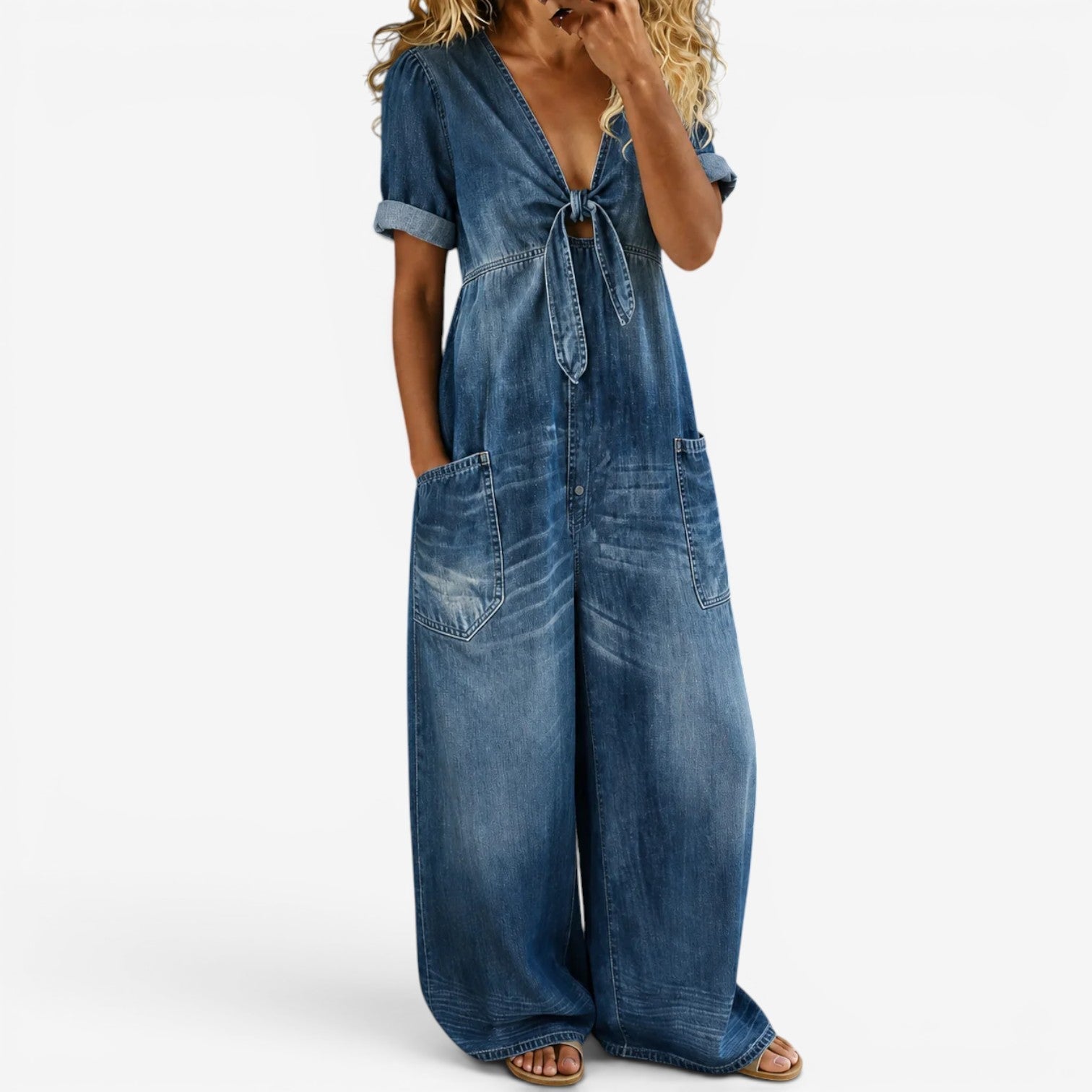 Farah™ Denimjumpsuit med knute