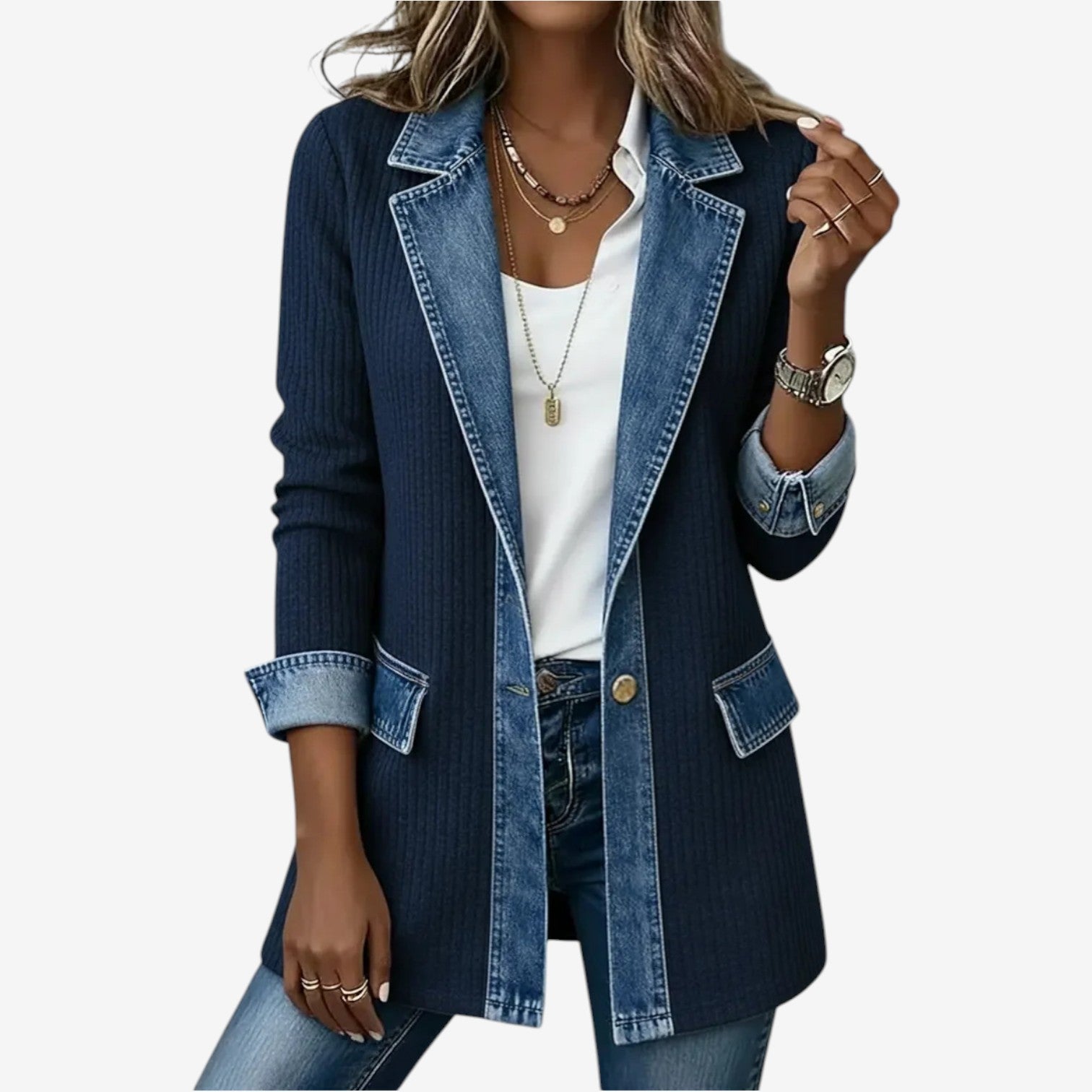 Emilia™ Mixed denim jakke