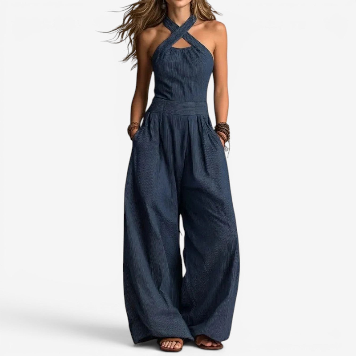 Alennah™ Hel jumpsuit med omslagsutringning
