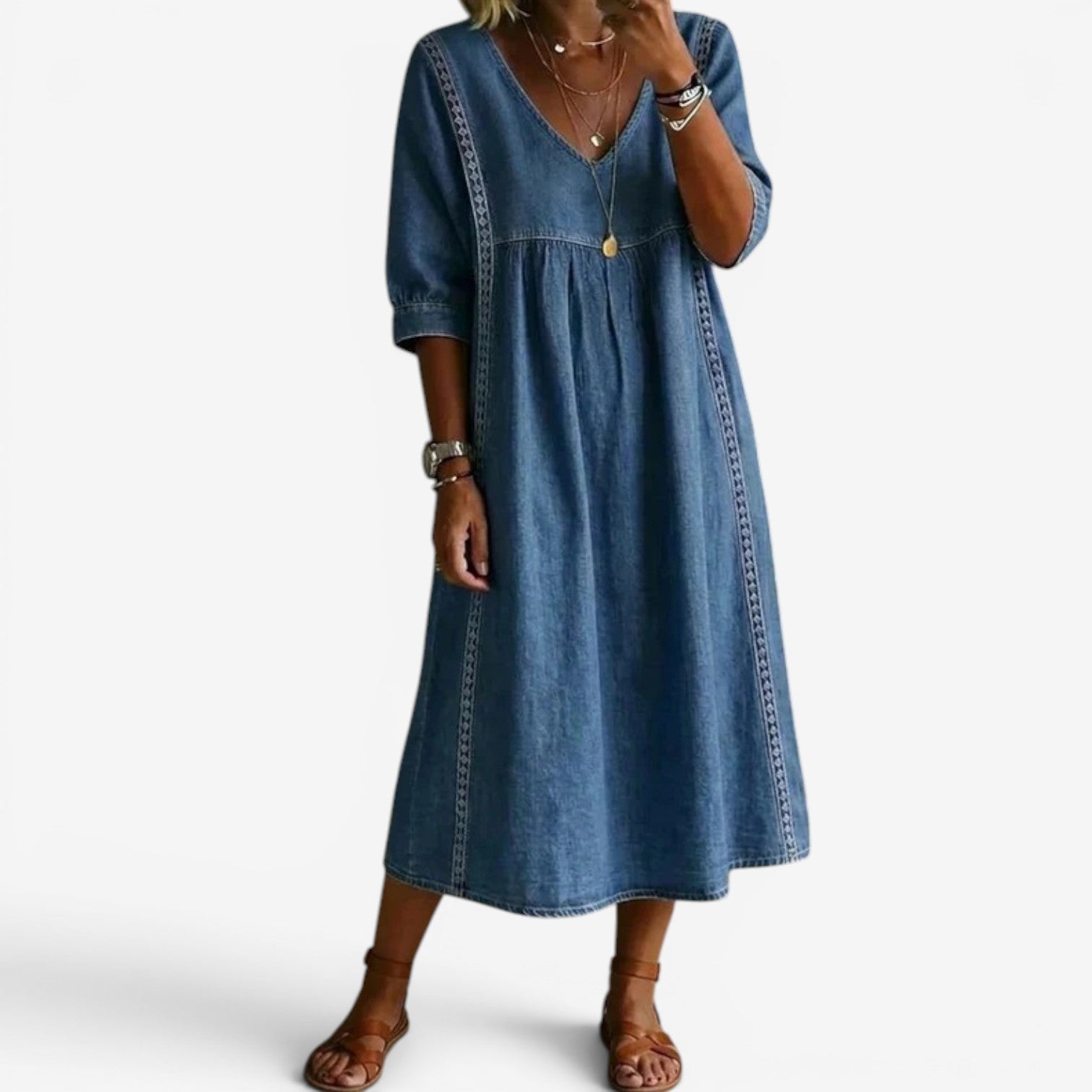 Carolline™ Summer kjole med embroidery