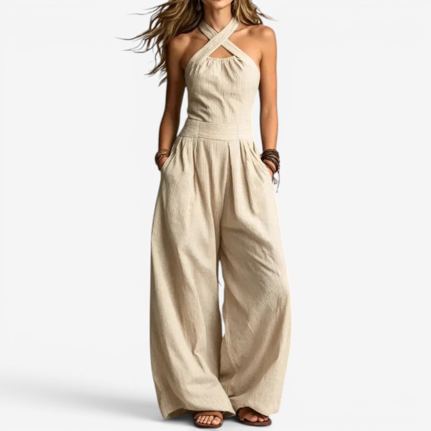 Alennah™ Hel jumpsuit med omslagsutringning