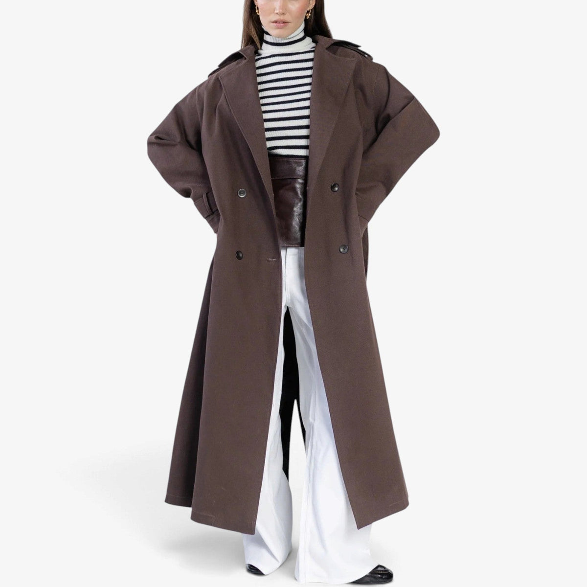 Coralie™ Strukturert lang trenchcoat