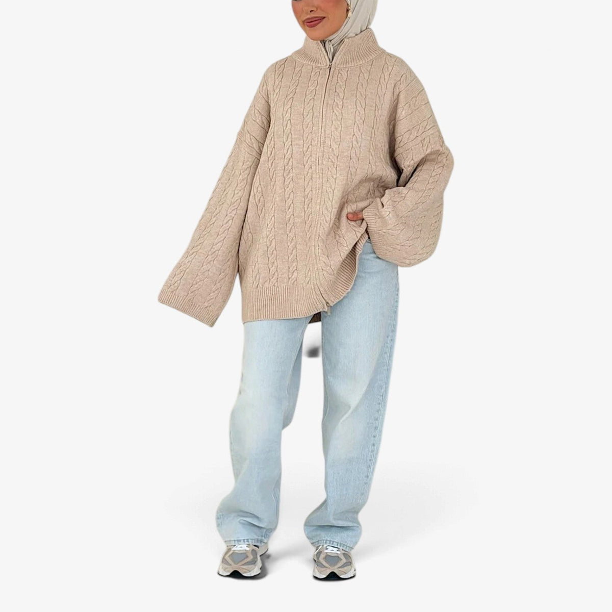 Florine™ Teksturert Halvlynlås Strikkegenser
