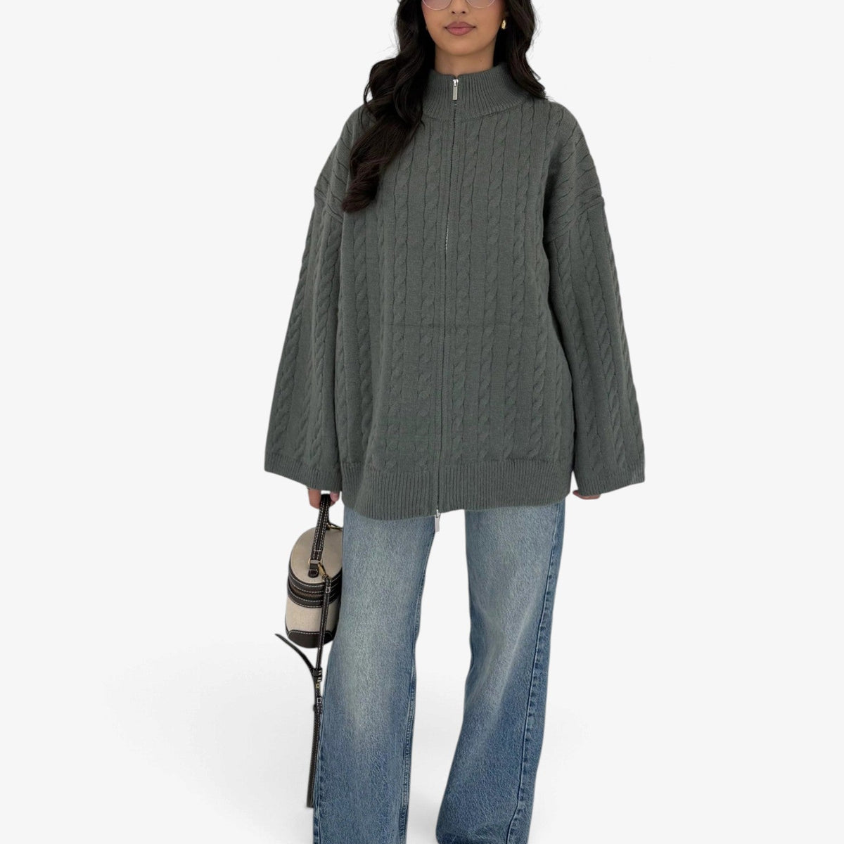 Maelle™ Grovstrikket Zip-Cardigan