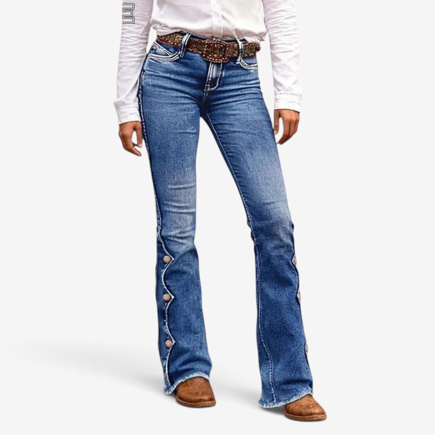 Avah™ Denim jeans med sideknapper