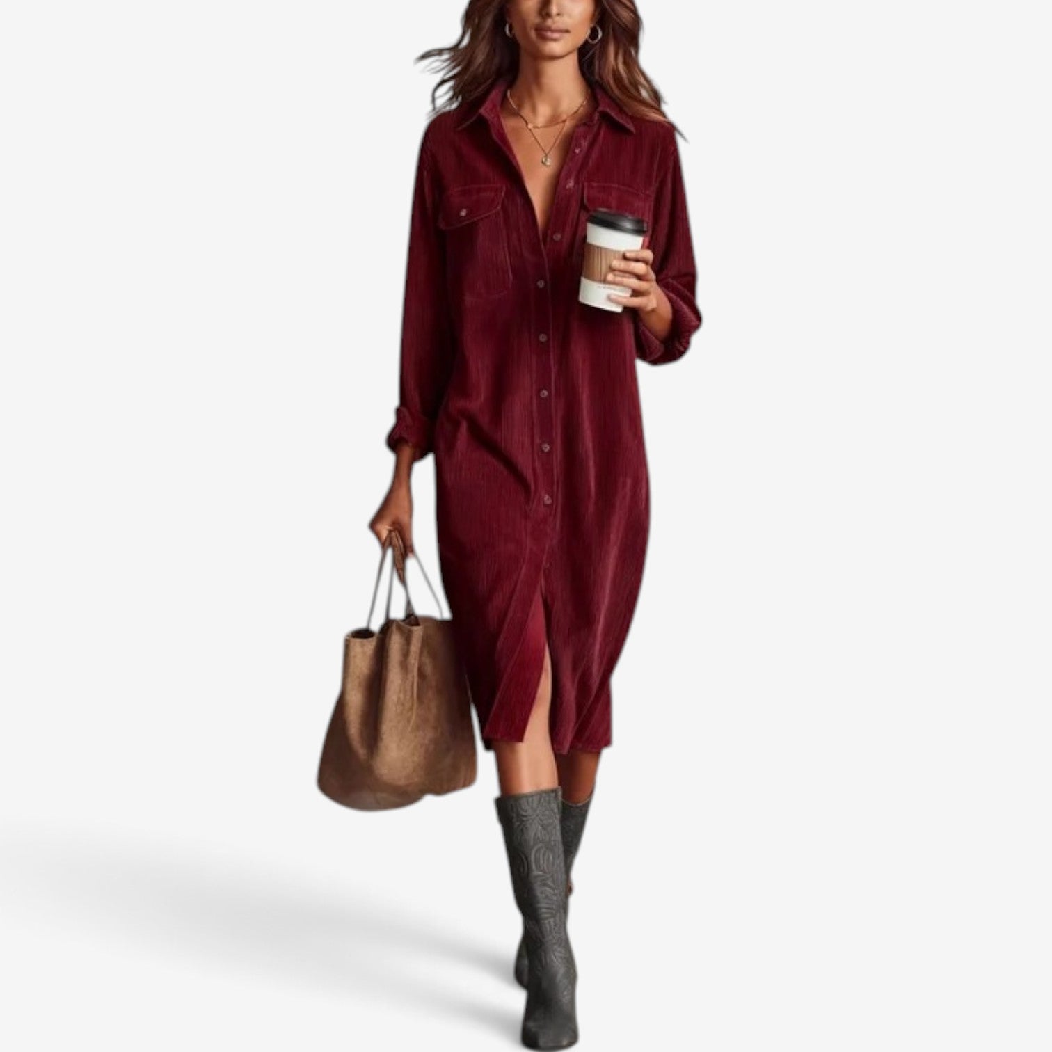 Cerisse™ Midikjole i kordfløyel