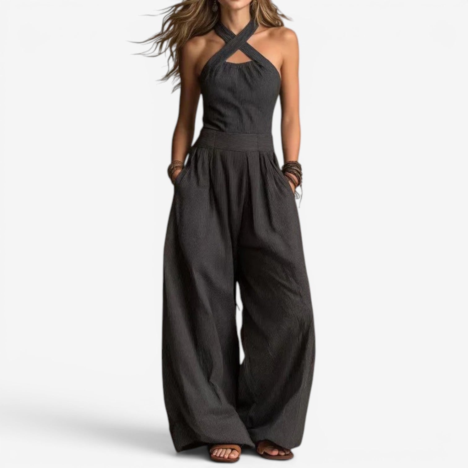 Alennah™ Hel jumpsuit med omslagsutringning